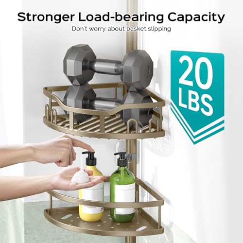 Shower Caddy Corner Tension Pole Adjustable No-Drill Bathroom Shelf - view 4