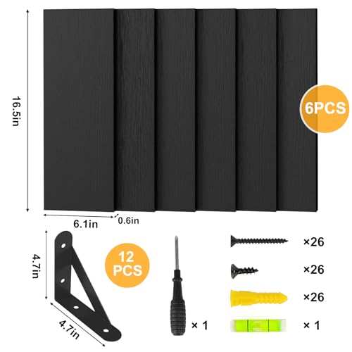 16.5 Inch Floating Shelves for Wall Home Decor, Black, Set of 6 - view 7