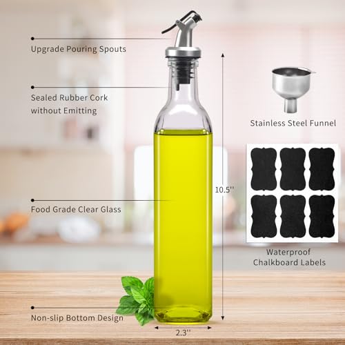 4 Pack 17oz Olive Oil Dispenser Bottles Clear Glass with Pourers - view 2