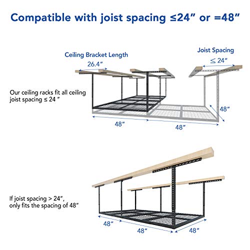 4x8 Overhead Garage Ceiling Storage Rack, 2 Pack, Hammertone - view 5