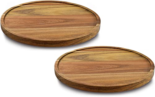 9" Acacia Wood Lazy Susan Organizer Kitchen Turntable for Cabinet Pantry Table Organization,2 Pack