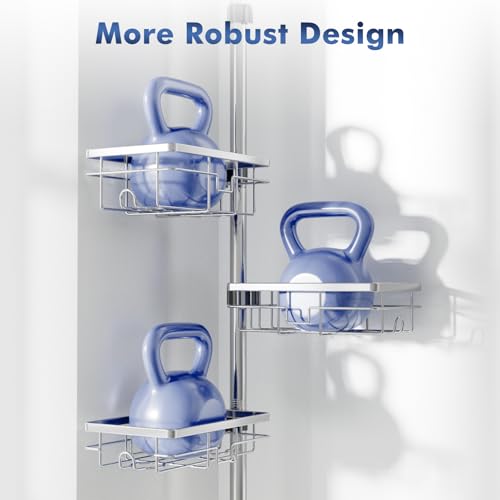 Shower Caddy Corner Tension Pole,Stainless Steel Shelves Bathroom Organizer - view 6
