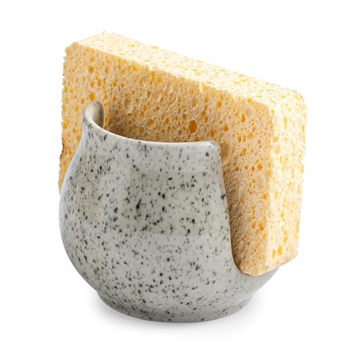 Sponge Holder for Kitchen Sink, Ceramic Dish Sponge Rack Sink Caddy