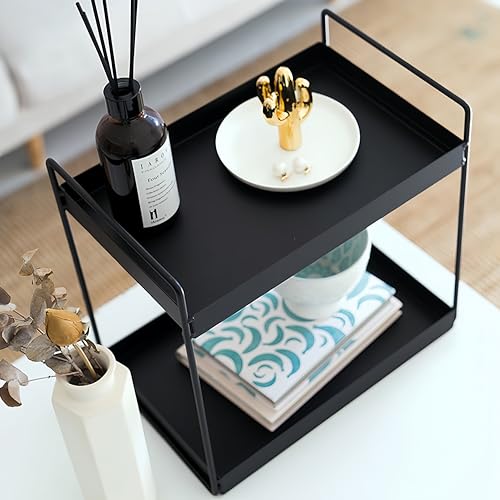 2 Tier Bathroom Counter Organizer, Vanity Storage Shelf, Black - view 4