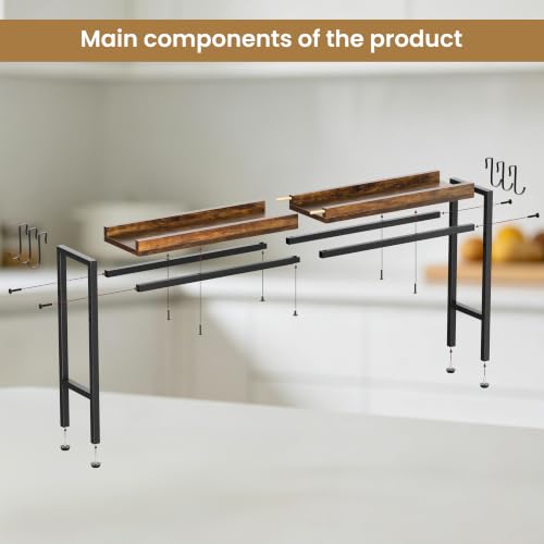 31 Inch Over the Stove Spice Rack, 3-Tier Adjustable Stove Shelf Rustic - view 7