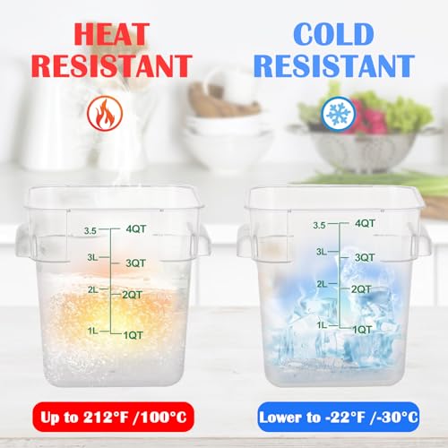 4 Pack 4QT Food Storage Containers with Green Lids - Square, Clear - view 4