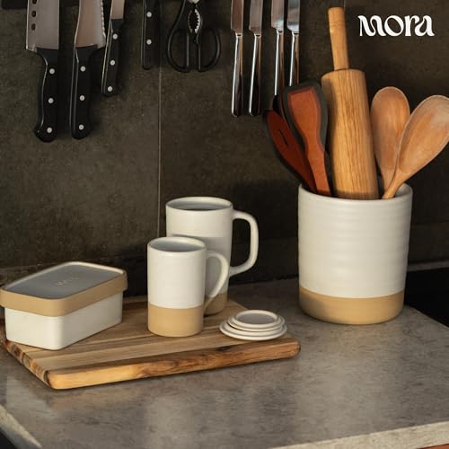 Ceramic Two-in-One Butter Dish with Lid, Covered Butter Crock Container to Leave on Countertop - Large Storage Keeper/Holder for Kitchen, Gifts for Her, Butter Tray For Counter - Oat - view 5