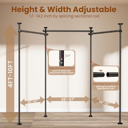 Room Divider Curtain Rod No Drilling Room Separation for Wide Space, Black - view 3
