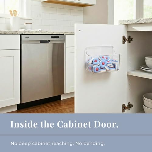 Adhesive Wall Organizer Bin, No-Drill, Clear, 7.1 x 3.15 x 4.75 in - view 6