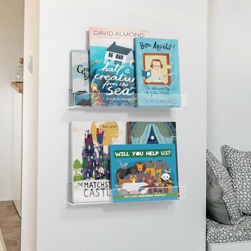 16.5” Acrylic Floating Bookshelves for Kids Wall Shelves 2 Packs - view 2