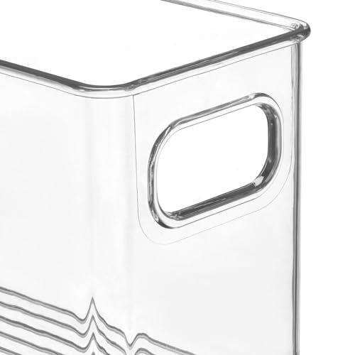 Plastic Kitchen Organizer - Storage Holder Bin with Handles for Pantry, Cupboard, Cabinet, Fridge/Freezer, Shelves, and Counter - Holds Canned Food, Snacks, Drinks, and Sauces - 6 Pack - Clear - view 3