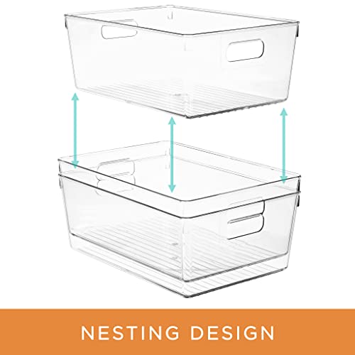Clear Square Fridge Bins- Thick Sturdy Plastic Refrigerator Pantry Organizer- Versatile Non-Slip Stackable Cabinet Organization- Bath, Makeup, Food Snack Packet Organizer - 3 Pack - view 4