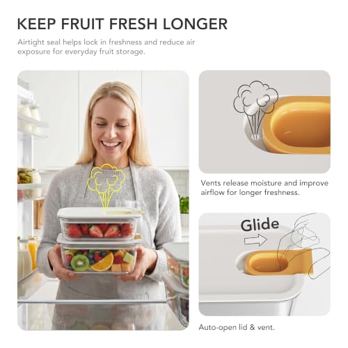 4 Set Glass Produce Containers for Fridge with Slide Lid - view 3