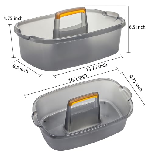 2 Pack Cleaning Supplies Caddy, Plastic Large Cleaning Supply Storage Bucket with Handle, Portable Shower Tote Caddy Household Tools Organizer Baskets for Bathroom, Kitchen Under Sink - view 2
