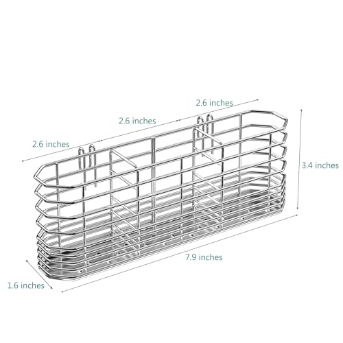 304 Stainless Steel Utensil Holder, Dish Drying Rack, kitchen Utensil Organizer, Knife and Fork Drainage Rack, Kitchen Drainage Basket Accessories, With Hooks, Rust Proof, Color-Silver - view 3
