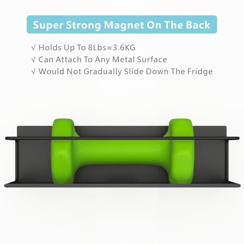 Magnetic Spice Rack For Refrigerator, Magnetic Fridge Shelf For Kitchen, Magnetic Shelf For Fridge Space Saving Black 4 Pack With Magnetic Paper Towel Holder - view 3