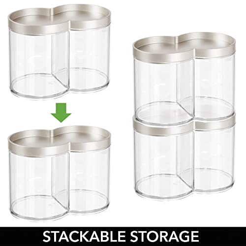 Plastic Canister Jar Organizer Set with Storage Lid - Home Decor Holder for Bathroom/Restroom Vanity Countertop, Cabinet - Holds Cotton Balls, Soap, Lumiere Collection, Clear/Matte Satin - view 4