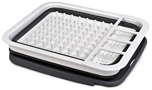 Pop-Up Collapsible Dish Drying Rack: Convenient Storage, Drains into Sink, Eight Large Plate Capacity, Sectional Cutlery and Utensil Compartment. Compact and Portable Design. - view 4