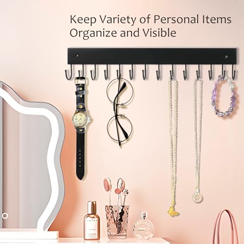 2-Pack Key Holder Wall Mount, 14.6" Key Rack with 28 Rotating Metal Hooks - view 5