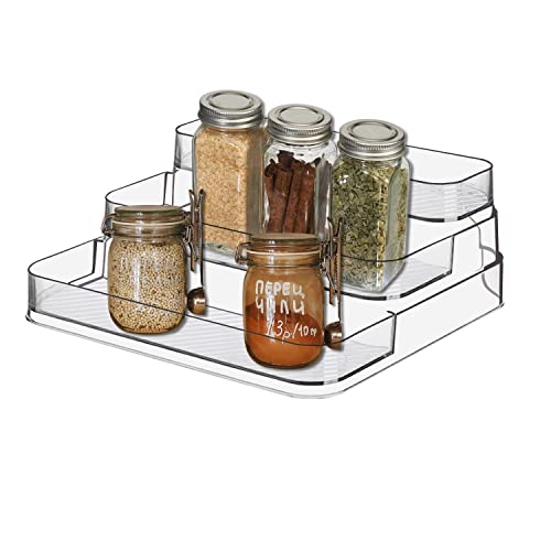 Acrylic Spice Rack, No Assembly Clear 3 Tier Condiment Bottle Shelf Vanity Organizer for Cabinet Kitchen Bathroom (1pcs) - view 2