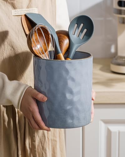 Ceramic Utensil Holder, 7.2"+5.8", Set of 2, Blue - view 4