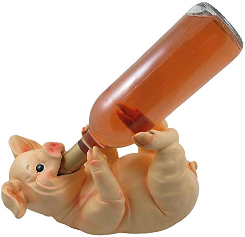 Drinking Pig Wine Bottle Holder Sculpture for Country Farm Bar and Kitchen Decor Tabletop Wine Stands & Racks and Decorative Collectible Statue Gifts for Farmers - view 5