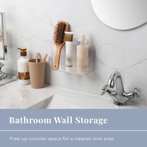 Adhesive Wall Organizer Bin, No-Drill, Clear, 7.1 x 3.15 x 4.75 in - view 7