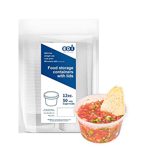 12 Oz Deli Containers With Lids, Airtight, BPA Free, 50 Set