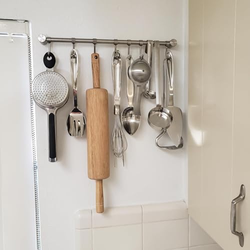 15.6“ Kitchen Utensil Rack, Wall Mount Pot Pan Holder with 7 Hooks - view 5
