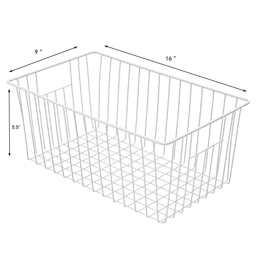 16inch Farmhouse Freezer Wire Baskets Organizer Storage Bins Large Organizer Baskets with Handles for Storage, Office, Kitchen, Pantry, Cabinet, Closets - Set of 6 (White 6) - view 4