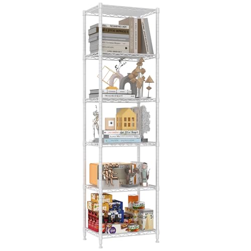 6 Wire Shelving Steel Storage Rack Adjustable Unit Shelves for Laundry Bathroom Kitchen Pantry Closet (16.7L x 11.9W x 64H, White) - view 7