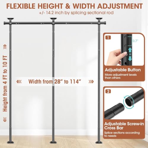 Room Divider for Separation 28-114in(W) Privacy Wall Divider, Black - view 2