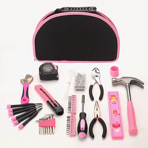 69-Piece Pink Hand Tool Set -Lady's Essential Home Repairing Tool Kit General Household Tool Set with 12-Inch Storage Tool Bag - view 2