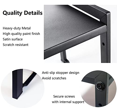 Expandable Cabinet Shelf 5.1"D Adjustable Countertop Riser Metal Rack Black - view 4