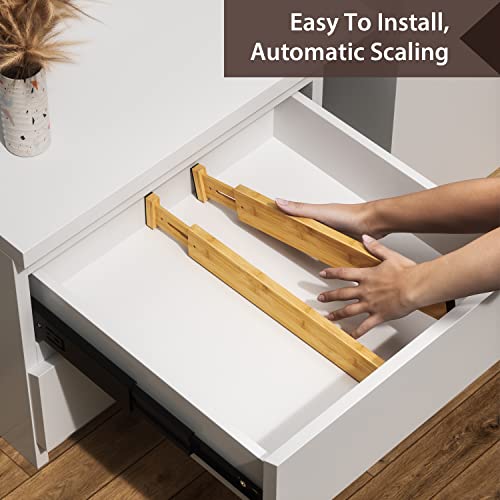 4 Pack Bamboo Drawer Dividers 17-22" Adjustable Kitchen Organizer, Natural - view 7