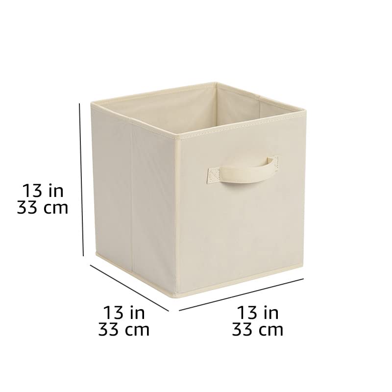 Collapsible Fabric Storage Cube Bins Organizer with Handles for Organization and Organizing Solution, 13"x13"x13", Beige, 6-Pack - view 4