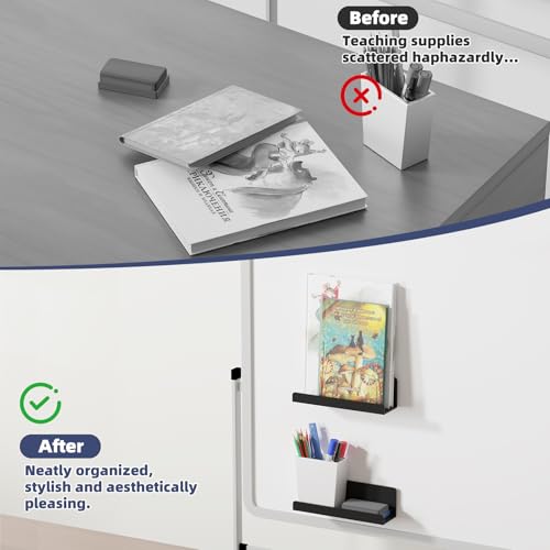 2 Pack Acrylic Magnetic Book Shelf for Whiteboard, 8 in, Black - view 5