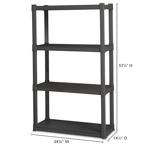4 Shelf Unit, Heavy-Duty Shelving Storage and Utility Rack - Standing Plastic Organizer Shelves for Kitchen, Bathroom, and Garage - view 3