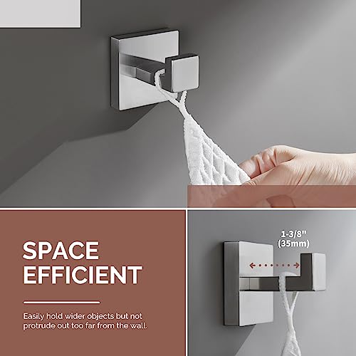 Bathroom Towel Hook Brushed Nickel, Square Coat Robe Hook - view 6
