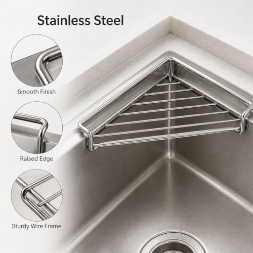 Stainless Steel Corner Sink Shelf, Over Sink Dish Drying Rack Organizer - view 4
