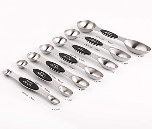 Magnetic Measuring Spoons Set of 7 Stainless Steel Dual Sided Tablespoon - view 2