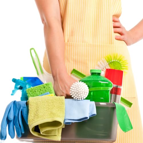 2 Pack Cleaning Supplies Caddy, Plastic Large Cleaning Supply Storage Bucket with Handle, Portable Shower Tote Caddy Household Tools Organizer Baskets for Bathroom, Kitchen Under Sink - view 3