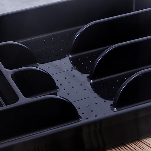 Silverware Organizer With Lid, Utensil Drawer Organizer. Removable Lid, 5 Slots Total Caddy for Flatware Cutlery Knives, Forks, Spoons.Black. - view 4
