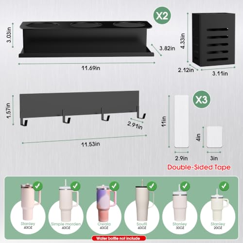 4 Pack Magnetic Cup Holder for Refrigerator, Water Bottle Organizer for Stanley and Tumbler, Accessory with Lid Hook Straw Holder and Double Sided Tape for Kitchen Fridge Cabinet - view 7