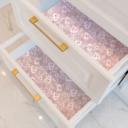 Cherry Blossom Pink Floral Wallpaper Peel and Stick Removable Flower Wallpaper 12"x118" Sticky Textured Floral Decorative Contact Paper for Cabinets Drawers Girls Bedroom Walls Vinyl Roll - view 6