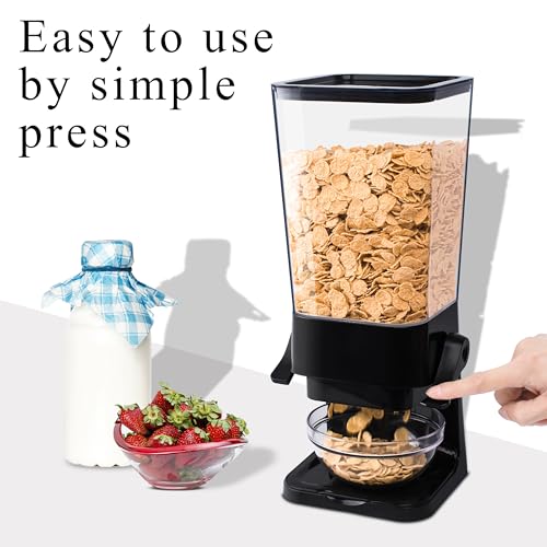 Cereal Dispenser Countertop, 5L Kitchen Organization Cereal Containers Storage, Desktop Candy Dispenser Plastic Cereal Dispenser, Snack Containers Can Hold Granola, Dry Food, Grain (Black, 3Pc) - view 2