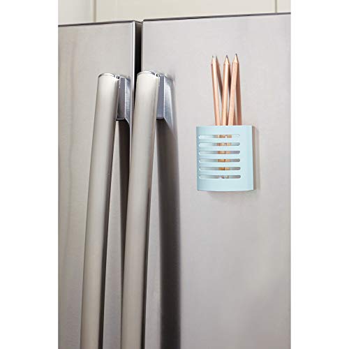 85176 Magnetic Modern Pen and Pencil Holder, Writing Utensil Storage Organizer for Kitchen, Locker, Home, or Office, Set of 1, Mint Blue - view 2