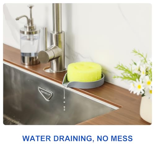 Silicone Smiley Face Sponge Holder for Kitchen Sink, Sink Caddy Organizer with Drainage for Quick Drying, Dishwasher Safe, Fit Palm Bush, Soap Dispenser Storage - view 4