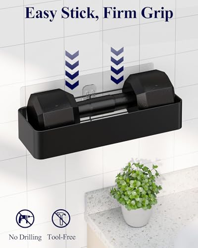 Large Shower Caddy - Adhesive 6-Pack Bathroom Shelves, Black - view 7