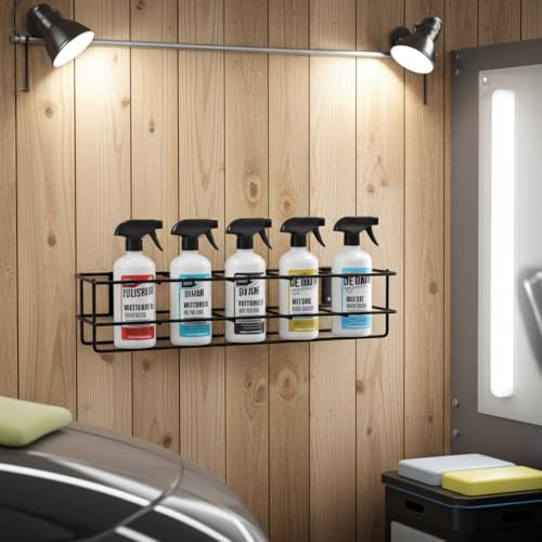 Up to Five 32 oz Spray Bottle Rack – Wall Mount Organizer | Heavy Duty Metal Holder for Cleaning, Chemical, or Detailing Bottles | Safe & Space-Saving Storage for Garage, Shop, or Janitorial Use - view 3